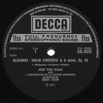 DECCA SXL 6532 - Violin Concerto No.1 In D / Violin Concerto In - Image 3