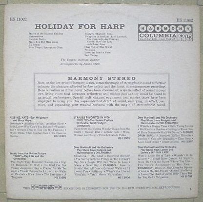 Harmony (4) HS 11002 - Holiday For Harp - Image 2