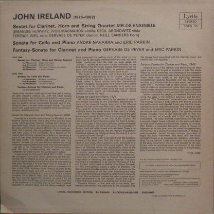 Lyrita Recorded Edition SRCS. 59 - Sextet / Cello Sonata / Fanta - Image 2