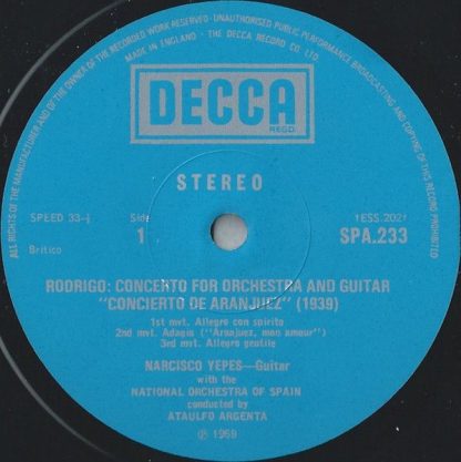 DECCA SPA 233 - Guitar Concerto - Image 3