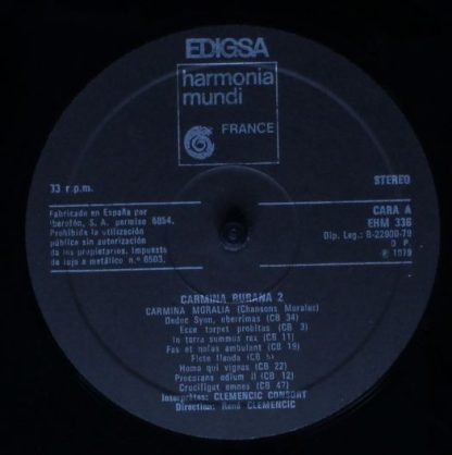 Harmonia Mundi EHM 336 - Carmina Burana. Version Originale & Int - Image 4