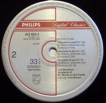 Philips 412 624-1 - Vivaldi Guitar Concertos - Image 3