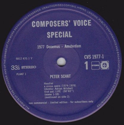 Composers' Voice CVS 1977 - Houdini (A Circus Opera) - Image 3