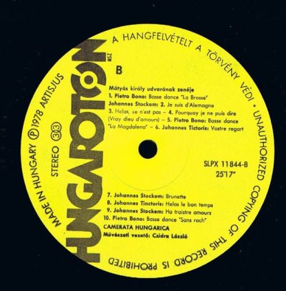 Hungaroton SLPX 11844 - Court Music For King Matthias - Image 6