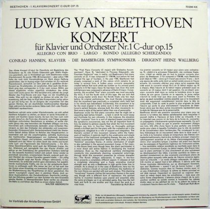 Eurodisc S 70 297 KK - Konzert Für Klavier Und Orchester Nr. 1 C - Image 2