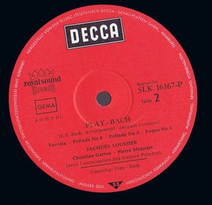 DECCA SLK 16167-P - Johann Sebastian Bach, Jacques Loussier- Chr - Image 4
