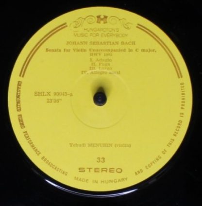 Hungaroton SHLX 90045 - Sonata For Violin Unaccompanied In C Maj - Image 3