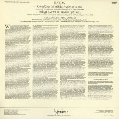 hyperion A66065 - String Quartets (Op 71 No 1 In B Flat • Op 71 - Image 2