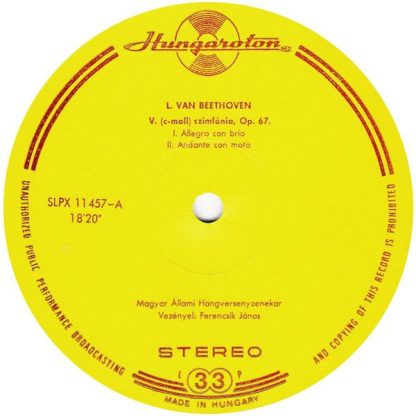 Hungaroton LPX 11457 - Symphony No. 5 In C-Minor, Op. 67 / Egmon - Image 3