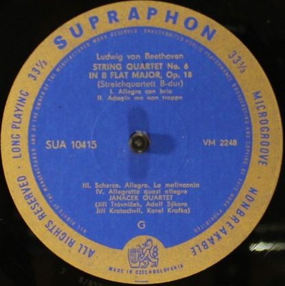 Supraphon SUA 10415 - String Quartets Nos 6 And 17 - Image 3