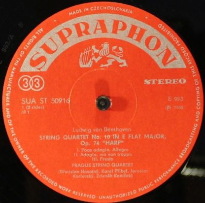 Supraphon SUA ST 50 916 - String Quartet In E Flat Major "Harp", - Image 3
