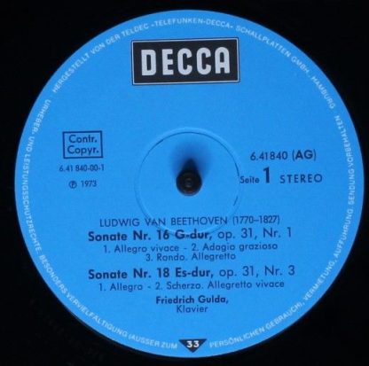 DECCA 6.41840 AG - Drei Sonaten op. 31 - Image 3