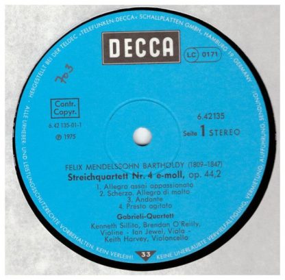 DECCA 6.42135 - Streichquartett Nr. 4 E-moll / Vier Stücke, Op.8 - Image 2