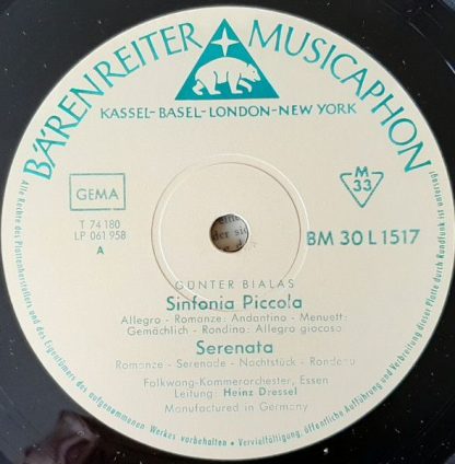 Bärenreiter-Musicaphon BM 30 L 1517 - Sinfonia Piccola / Serenat - Image 3