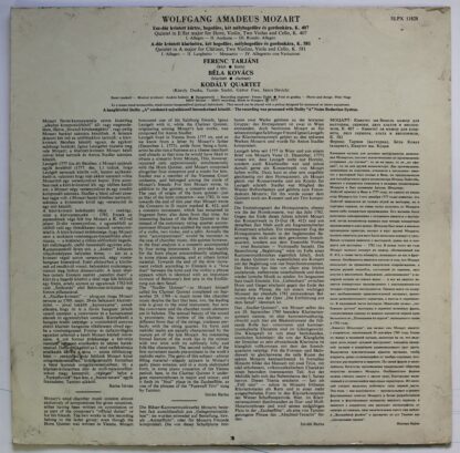 Hungaroton SLPX 11828 - Horn Quintet, K. 407 Clarinet Quintet, K - Image 2