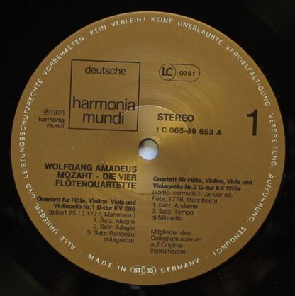 Deutsche Harmonia Mundi 1C 065-99 653 - 4 Flötenquartette D-dur, - Image 3