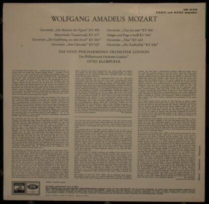 Columbia SME 80 933 - Mozart Overtüren - Image 2