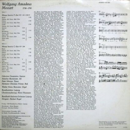 Eterna 8 26 580 - Missa Brevis F-dur KV 192 / Missa Brevis C-dur - Image 2