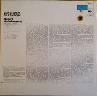 CBS S 72 859 - Violinkonzerte (Nr. 4 D-dur KV 218, Nr. 5 A-dur K - Image 2