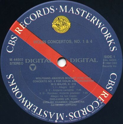 CBS Records M 44503 - Violin Concertos No. 1 (K. 207) & No. 4 (K - Image 2