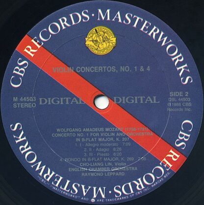 CBS Records M 44503 - Violin Concertos No. 1 (K. 207) & No. 4 (K - Image 3