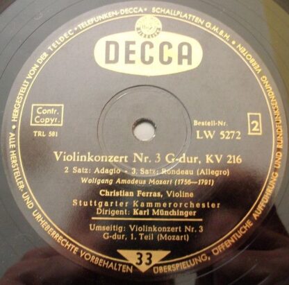 DECCA LW 5272 - Violinkonzert G-dur KV 216 - Image 4