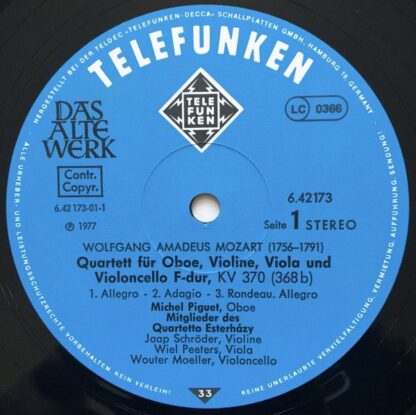 Telefunken 6.42173 AW - Oboenquartett F-dur, KV 370 / Hornquinte - Image 4