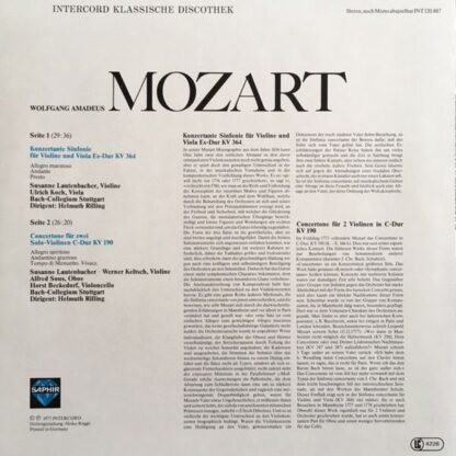 Saphir INT 120.887 - Konzertante Sinfonie KV 364 - Concertone KV - Image 2