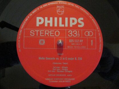 Philips 835 112 AY - Violinkonzert G-dur KV 216; Violinkonzert A - Image 2