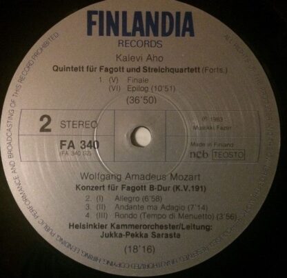 Finlandia Records FA 340 - Kalevi Aho: Quintett Für Fagott Und S - Image 5