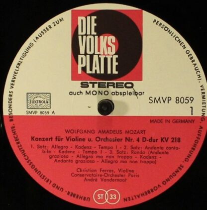 Die Volksplatte SMVP 8059 - Mozart Vioolconcerten Nrs 4 & 5 - Image 4