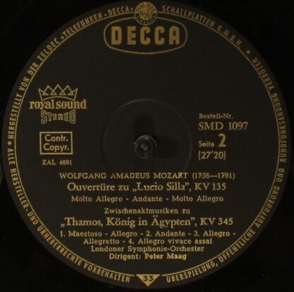 DECCA SMD 1097 - Notturno in D-dur, KV 286 "Für 4 Orchster" / Se - Image 3