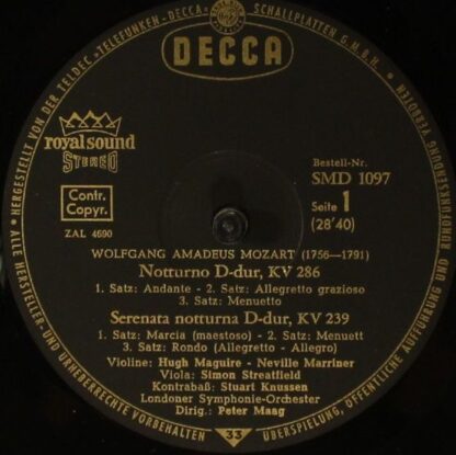 DECCA SMD 1097 - Notturno in D-dur, KV 286 "Für 4 Orchster" / Se - Image 4