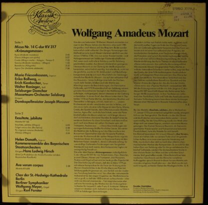Eurodisc 25 949 HK - Krönungsmesse/Exsultate, Jubilate/Ave Verum - Image 2