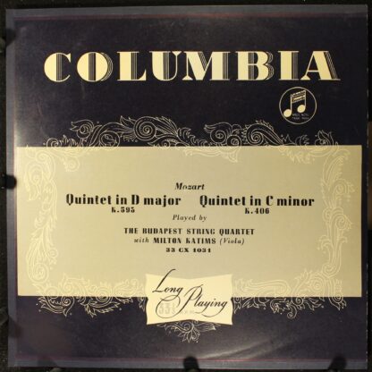 Columbia 33CX 1031 - Quintet In D Major K. 593 / Quintet In C Mi