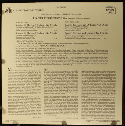 Telefunken SAWT 9627-A - Die 4 Hornkonzerte (Horn Concertos · Co - Image 2
