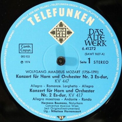 Telefunken SAWT 9627-A - Die 4 Hornkonzerte (Horn Concertos · Co - Image 5