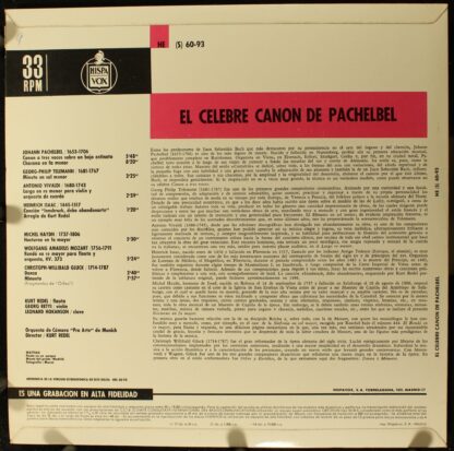 Erato HE 60-93 - El Celebre Canon De Pachelbel - Image 2