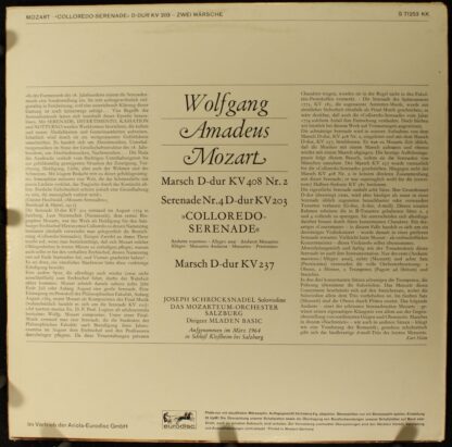 Eurodisc S 71 253 KK - Serenade Nr. 4 D-dur KV 203 "Coloredo Ser - Image 2