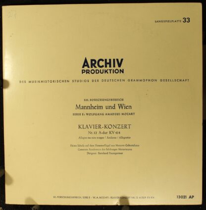 Archiv Produktion 13 021 AP - Klavier-Konzert Nr.12 A-dur KV 414