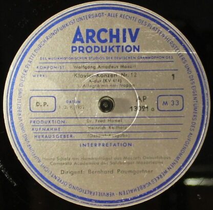 Archiv Produktion 13 021 AP - Klavier-Konzert Nr.12 A-dur KV 414 - Image 4