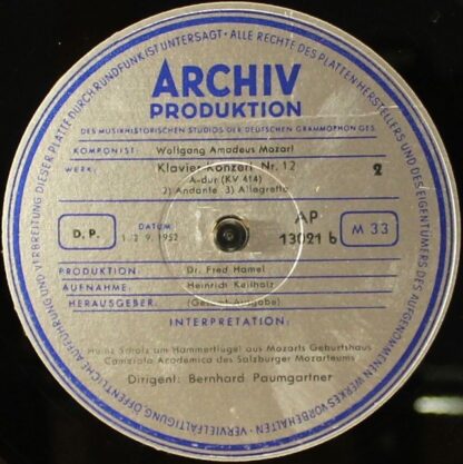 Archiv Produktion 13 021 AP - Klavier-Konzert Nr.12 A-dur KV 414 - Image 5