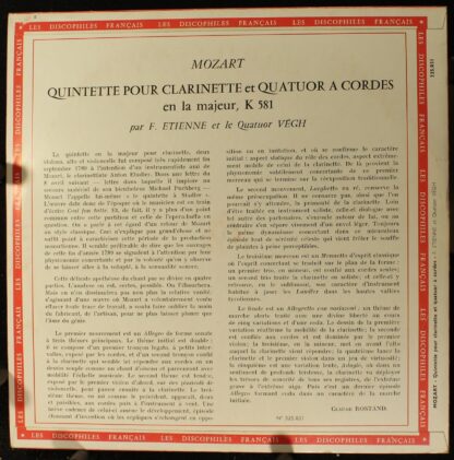 Les Discophiles Français 325.031 - Quintette Pour Clarinette E Q - Image 2