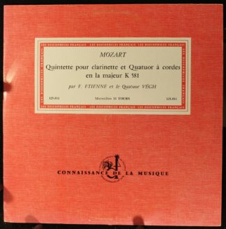 Les Discophiles Français 325.031 - Quintette Pour Clarinette E Q