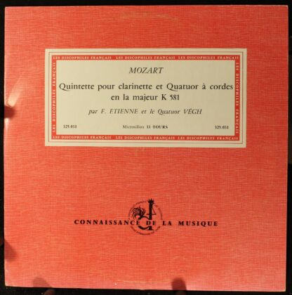 Les Discophiles Français 325.031 - Quintette Pour Clarinette E Q