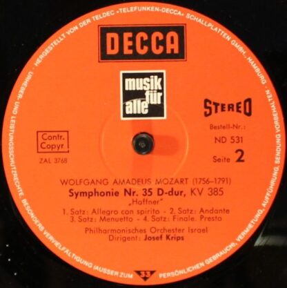 DECCA 6.41742 AF - Jupiter-Symphonie / Haffner-Symphonie - Image 4