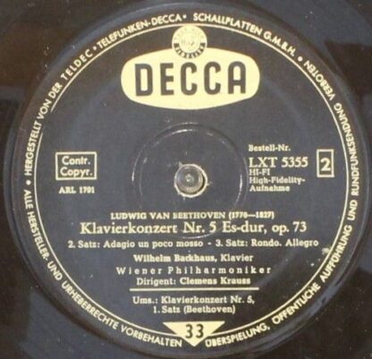 DECCA LXT 5355 - Klavierkonzert Nr. 5 Es-dur, Op. 73 - Image 4