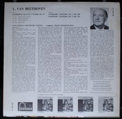 Fontana 875 057 CY - Symphony No. 8 - Leonore-Overtures Nos. 1 A - Image 2