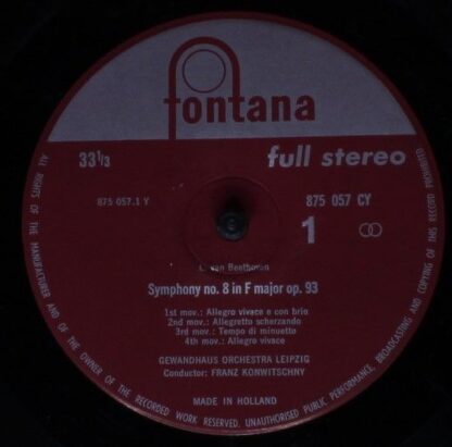 Fontana 875 057 CY - Symphony No. 8 - Leonore-Overtures Nos. 1 A - Image 3