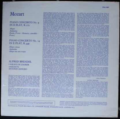 Vanguard VSL 11067 - Piano Concertos In E Flat, K.271 & K.449 - Image 2